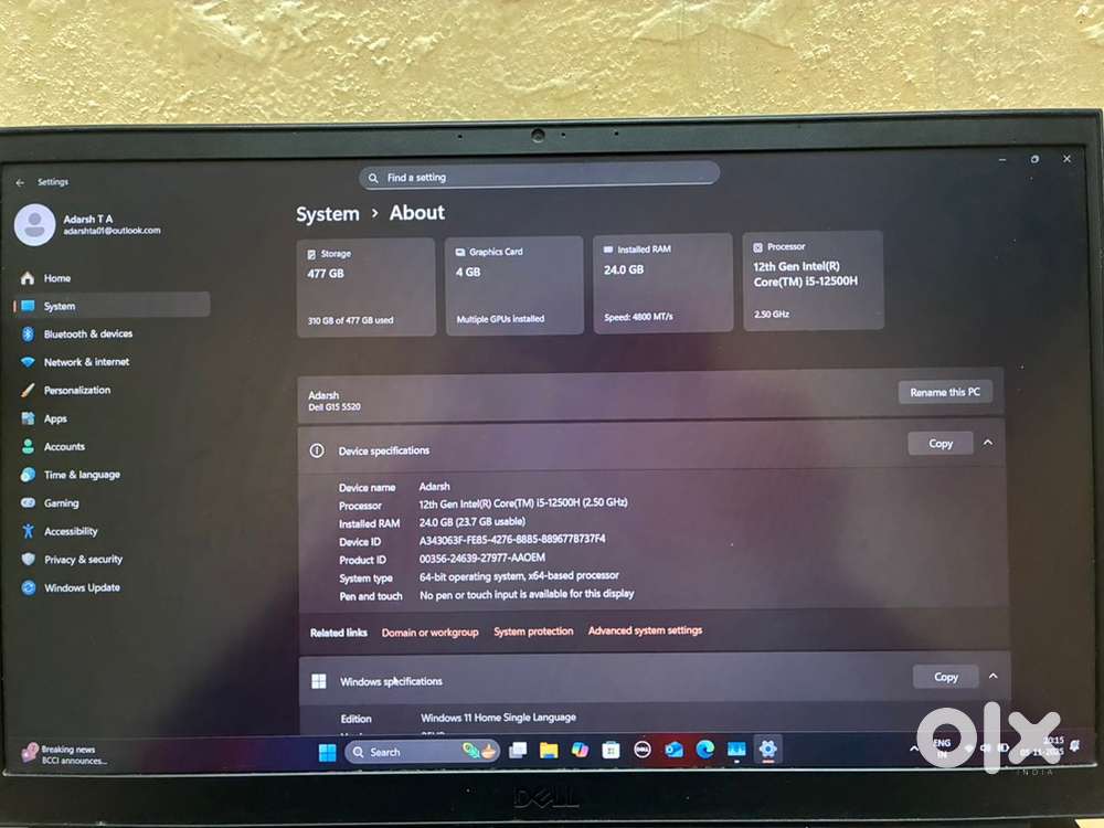 Dell G15 5520 24gb ram 512gb Ssd RTX 3050