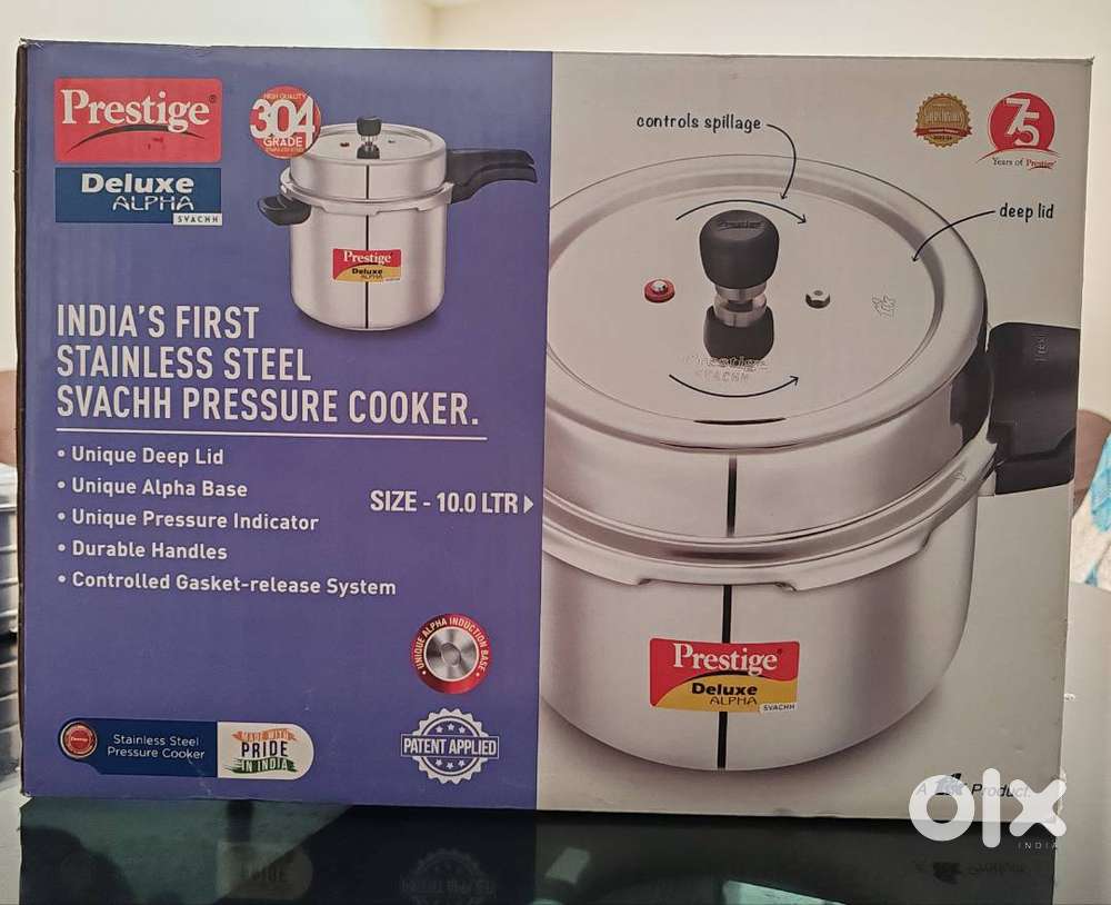 Prestige svachh deluxe alpha 10 litre stainless steel pressure cooker