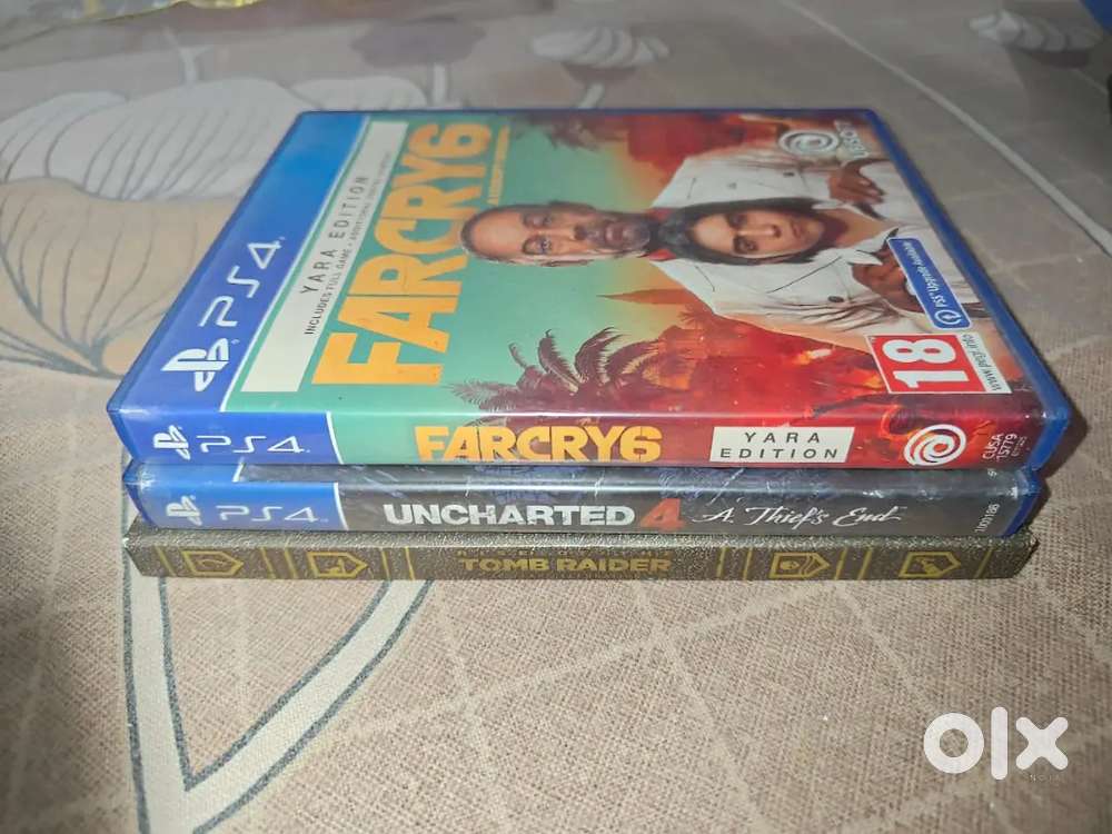 3 games PS4 far cry 6,  rise of tomb raider, uncharted 4
