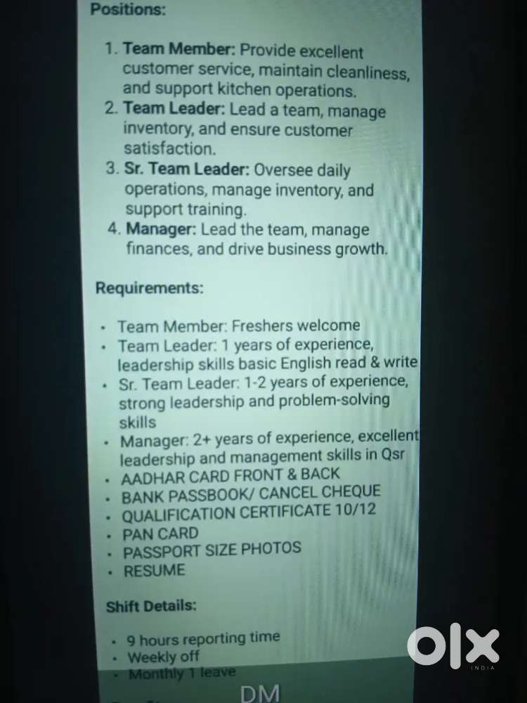 We are hiring for multiple position at our QST restaurant, chinese wok