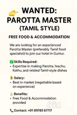 Parotta Master (Tamil Style) – Free Food & Accommodation
