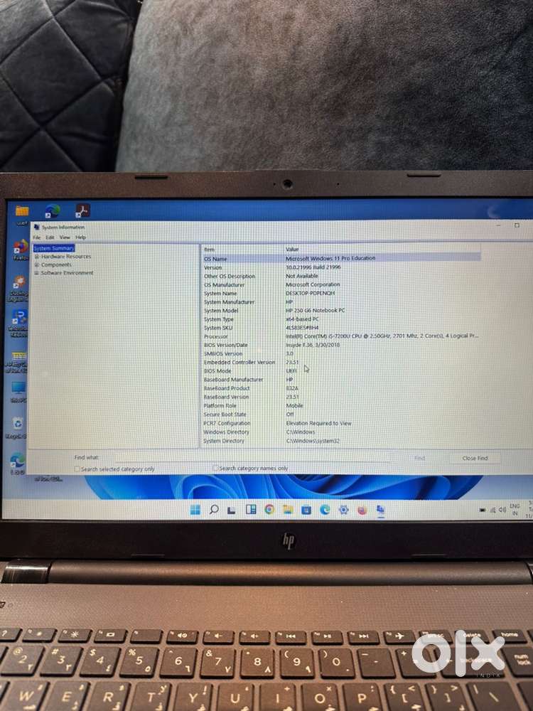 HP 250 G6 Notebook PC i5 8gb ram 237 storage good condition low price
