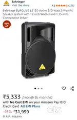 Behringer EUROLIVE B212D 550-Watt 2-Way PA Speaker with 12-inch Woofe