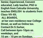 ENGLISH TUTION for CLASS VII to XII, All Boards at Amherst Street.