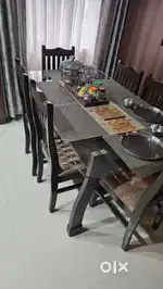 6 Seater Dining Table with Glass Top