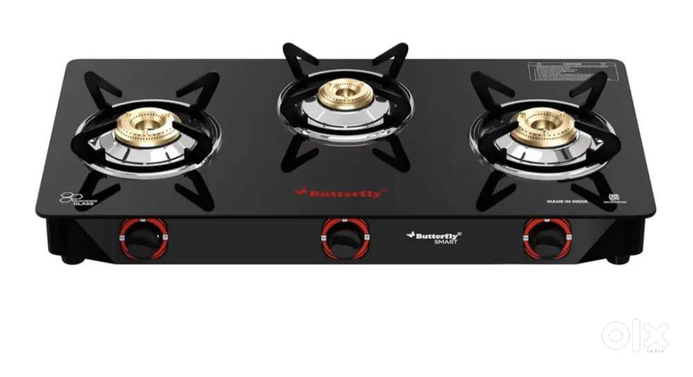 3 burner Butterfly Glass Top Gas Stove