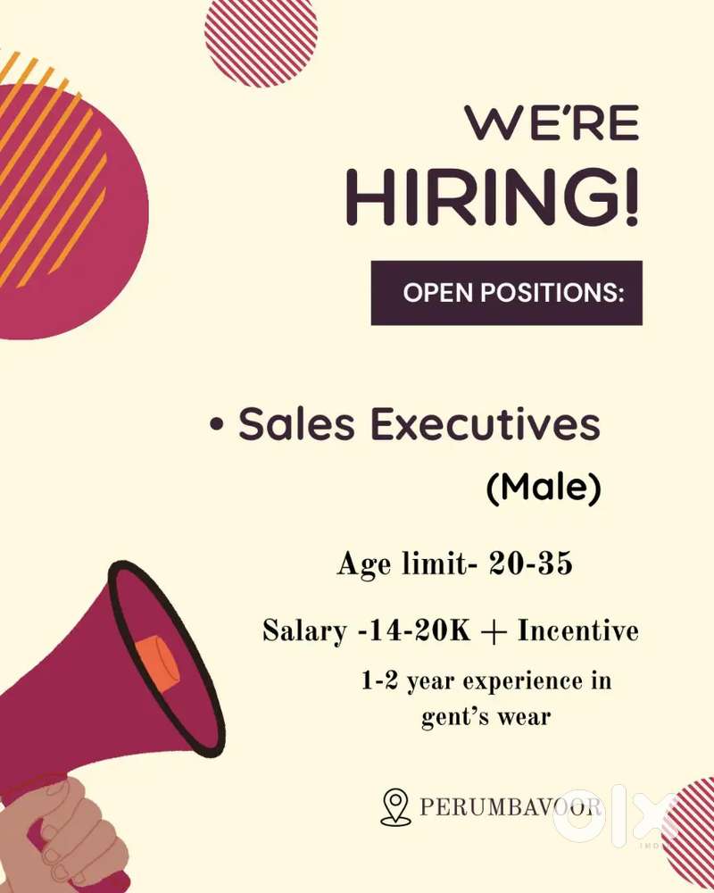 Wanded Sales staff in perumbavoor