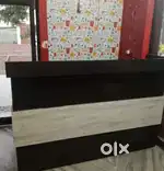 Fridge,oven , wooden counter,