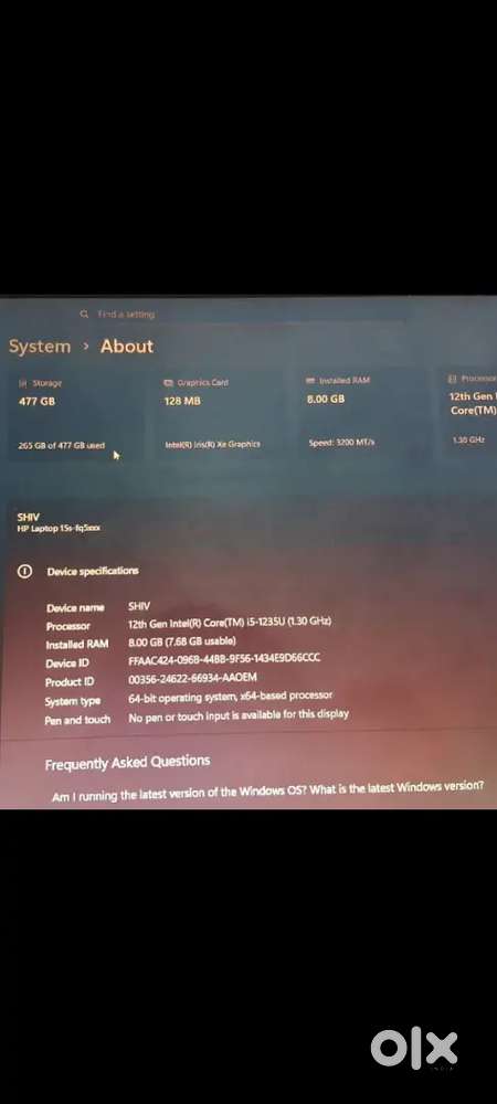 Hp laptop  Barely used peice Good battery life and for sale