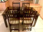 4-Seater Dining Table | Solid Wood + Glass Top | Excellent Condition