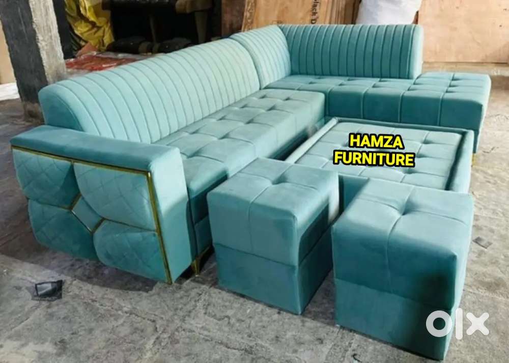 Hamza Furniture New designer plywood L shape sofa set good quality