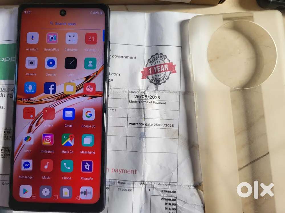 Just open, use nahi kiya, 11 month warranty Oppo F27 pro+ 256gb