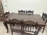Solid Wooden 6-Seater Dining Table with Chairs