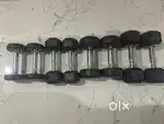 Dumbbells set with different weights and bench