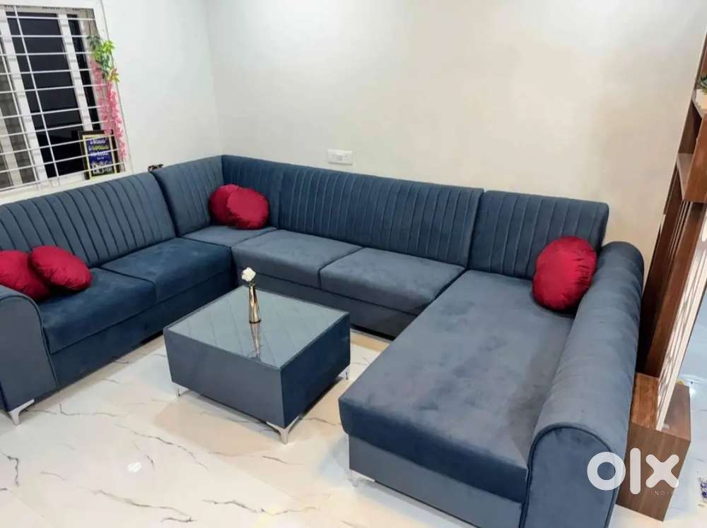 Strypes model u shape sofa set with pillows in STARF FURNITURE