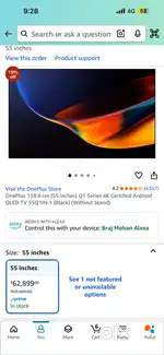 Oneplus Q1 55 inch Android TV