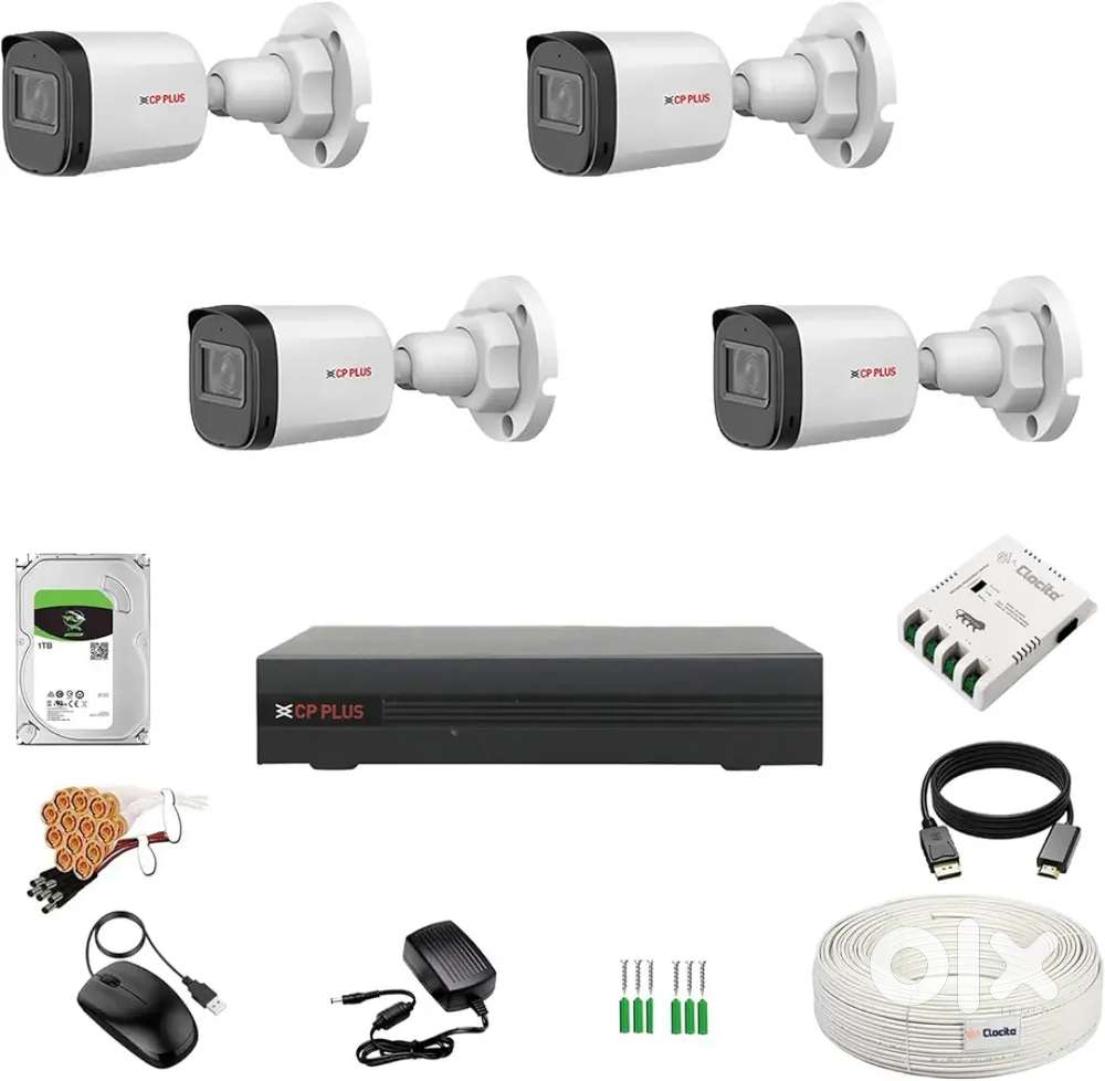 CCTV CAMERA FULL HD NIGHT VISION 4 CAMERA SETUP WITH ALL ASSOCCERIES