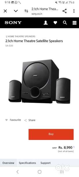 Sony 2.1 Home theatre Bluetooth & USB Remote