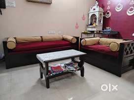 Sofa cum Bed with Tea Table and Bookshelf