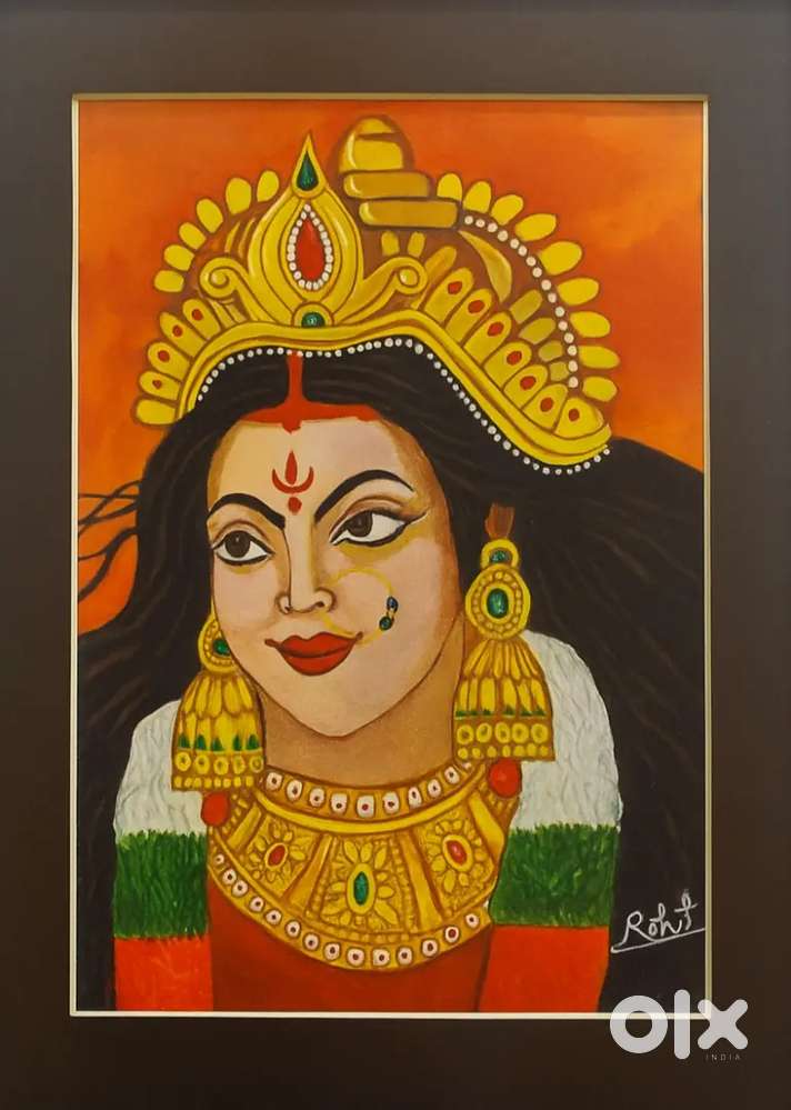 Maa Durga Inspired Painting - Handmade Indian Art For Home Decor