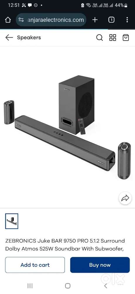 Zebronics juke bar 9750 pro 5.1.2 dolby atmos 525 watt