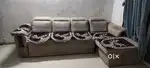 L shap Sofa set with 3 Puffy And 6 Seater Dinner Table Set