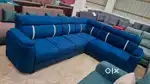 Bilimora Navy Blue L-Shape Corner Sofa Set with Duroflex Foam