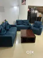 3+2+1 sofa set with coffee table and 4 matching stools