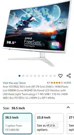 Acer XZ396Q 38.5 Inch (97.79 Cm) 2560 x 1440 Pixels Led Curve Monitor