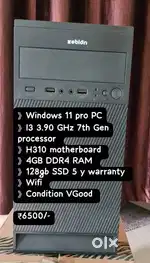 Computer i3 7th gen,4 GB Ram,1128 Gb EVM SSD