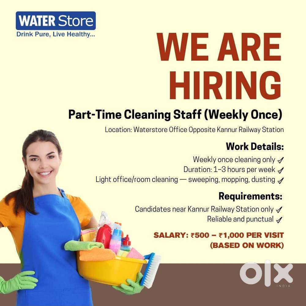 Job Title: Part-Time Cleaning Staff (Weekly Once)