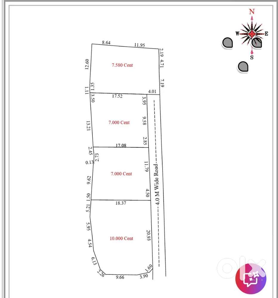 Thrissur west fort near chungam 6,7 cent plot for sale per cent 10  L