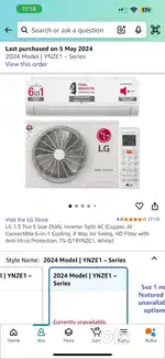 LG 1.5 Ton 5 Star DUAL Inverter Split AC