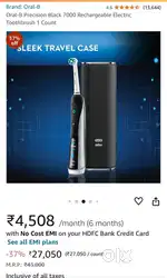 Oral b precision black 7000 rechargeable electric brush
