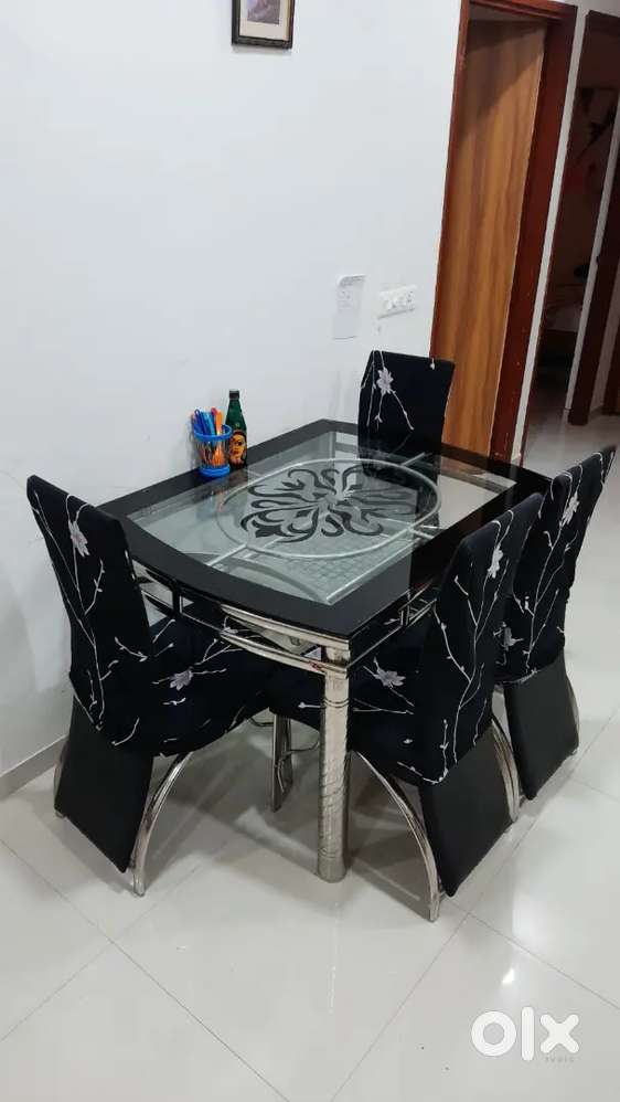 Stainless Steel Dining Table with 4 Chairs