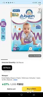 Diaper Wowper Diaper xl size 56 pcs