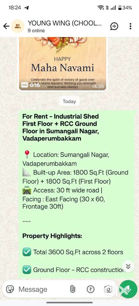 Warehouse available for Rent in Madhavaram Vadaperumbakkam 30ft Road