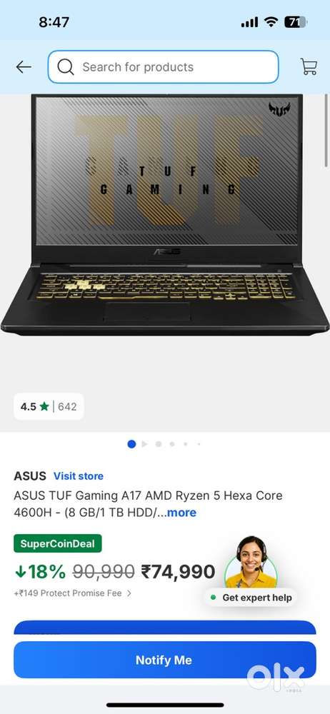 New Condition  Asus A17 TUF gaming series with bill and box