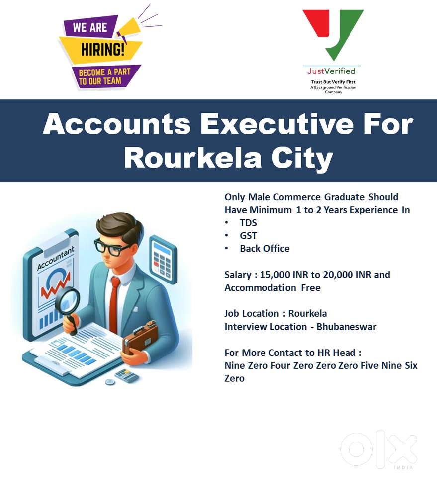 Accounts Executive For Rourkela City