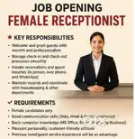 Job Opening: Female Receptionist