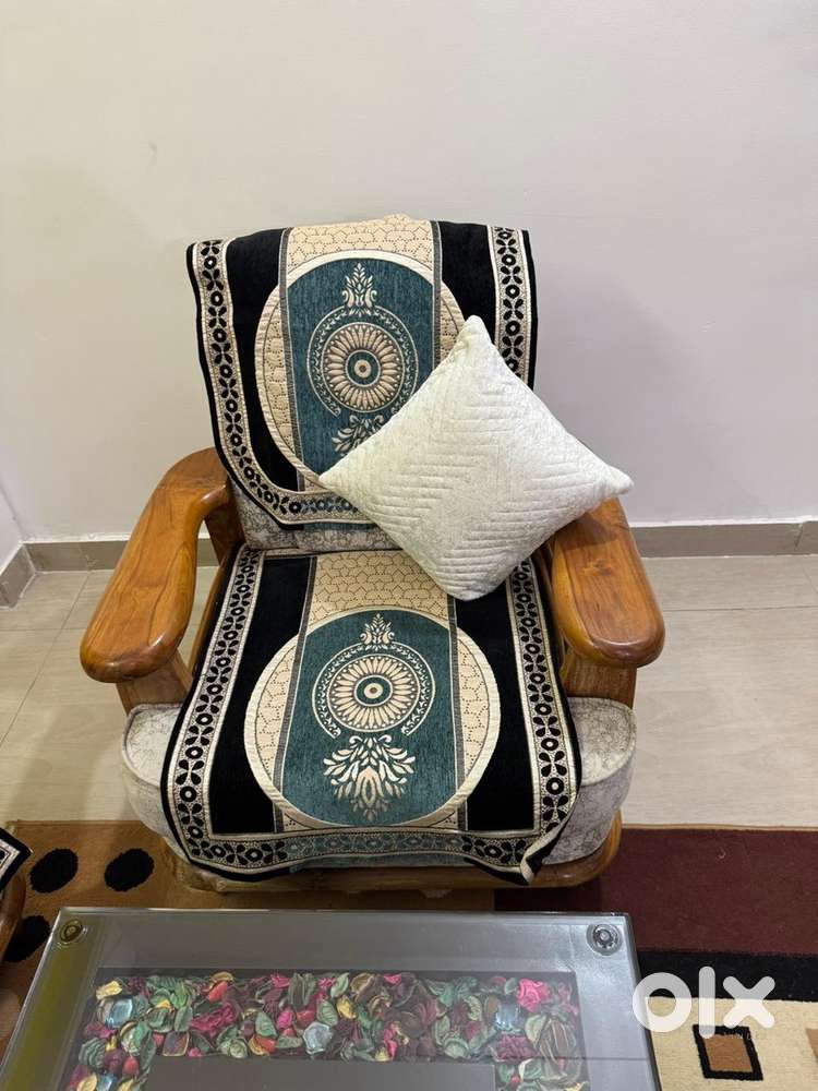 Premium Wooden Sofa Set (3+1+1) in Excellent Condition