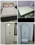 Wooden bed + Wakefit Mattress+ 2 Double door almirah