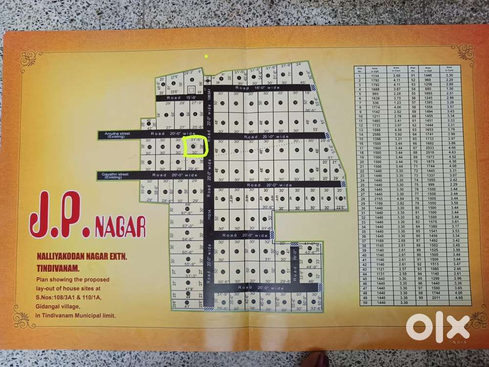 Corner Plot for Sale in Tindivanam (negotiable )– JP Nagar