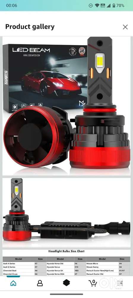 LEDBeam 120W 6000K White Car Headlight (H7/H18) 2025 Model (pack of 2)