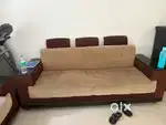 Sofa 3+3 seater with wooden cabinet