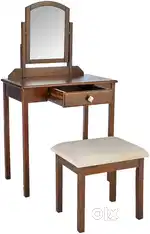 Solid Wood Classic Dressing Table Set with Stool