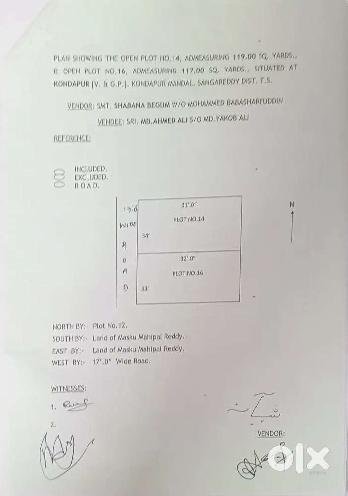 Clear title residential plot for sale at Kondapur village (Sangareddy)