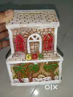 Hand painted piggy Bank house structure