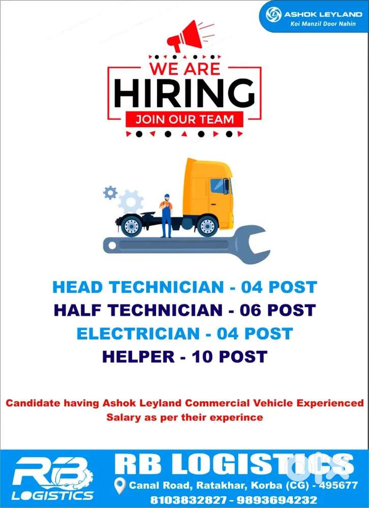 Mechanic For Ashok Leyland Workshop