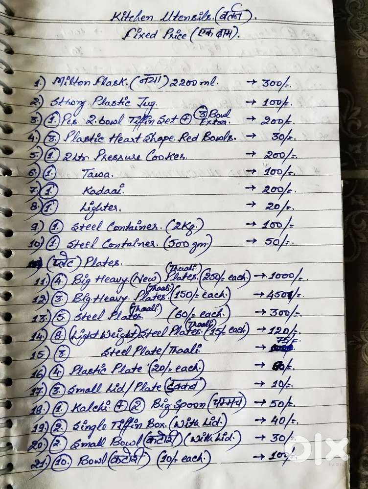 Kitchen Utensils [ALL ITEMS FIXED PRICE - ₹3900].